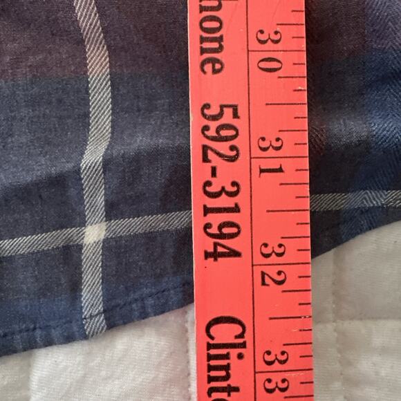 CLOTH STONE ANTHROPOLOGIE Dress Womens XS Blue Plaid Shift Ruffle Shoulder Fall - Picture 10 of 10